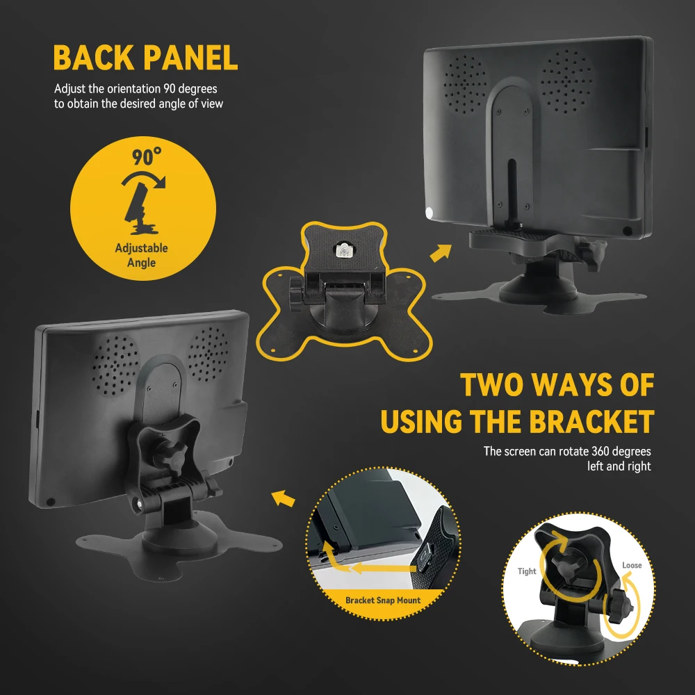 MJDOUD-Auto 170 °   AHD 1080P Rückfahrkamera mit AHD-Monitor für LKW-Parken 12–24 V Nachtsicht-Rückfahrkamera für 7-Zoll-Bildschirm