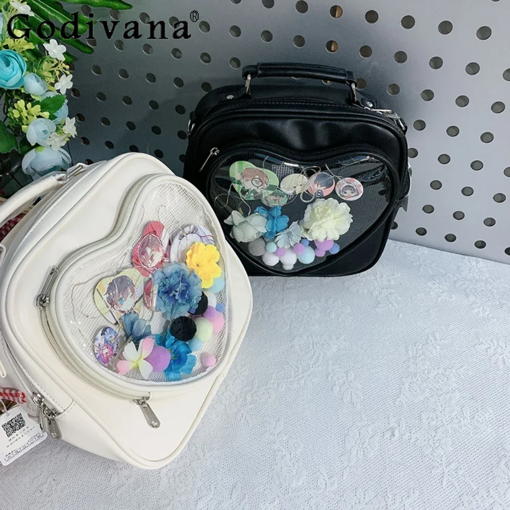 Sweet Cute Transparent Itabag Classic Handbag Black Backpack Japanese Shoulder Crossbody Bags Schoolbag