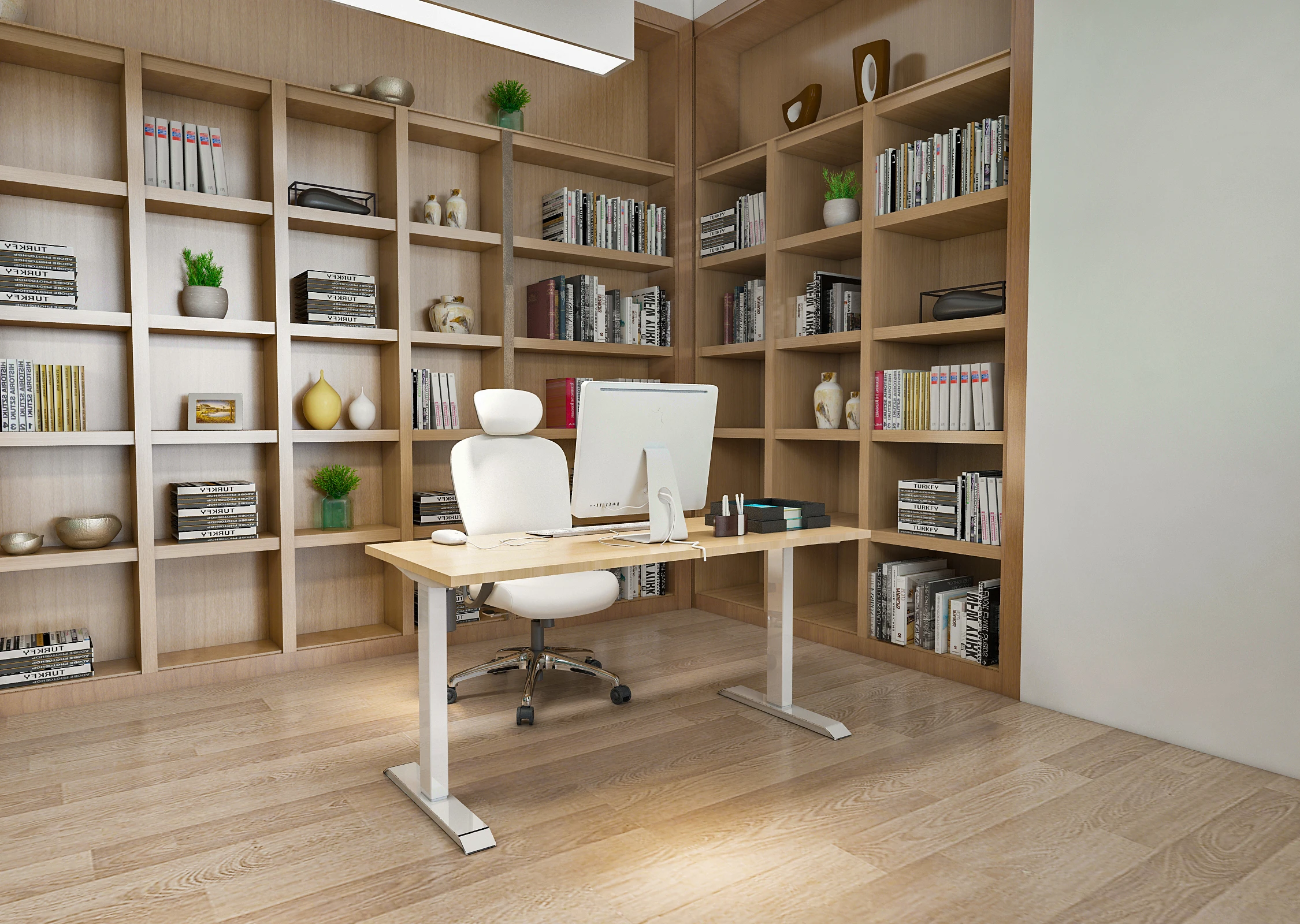 Height Adjustable Standing Desk Electric Sit Stand Desk with Ergonomic Comfort Edge for Commercial Office Workstation