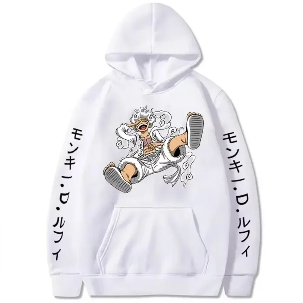 

Hot Anime Hoodies for Men ONE PIECE Gear Fifth Fear Luffy Sun Gold Pullover Cotton Hooded Streetwear Sweatshirts Bandai Cosplay