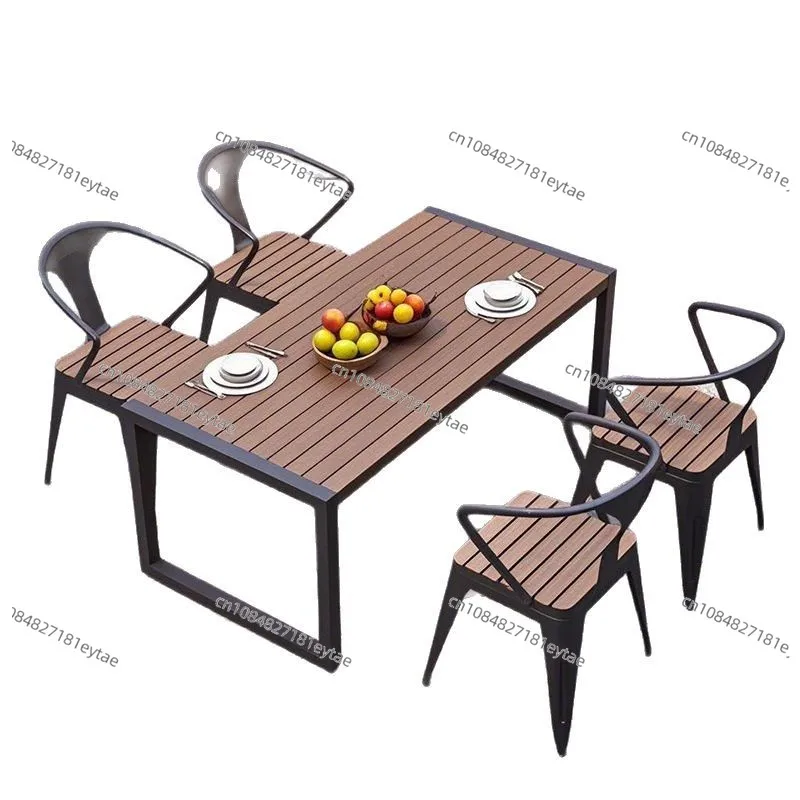 

Extendable Garden Table Wood Outdoor Table and Chairs Places Dining Set Durable Outdoor Furniture Frame
