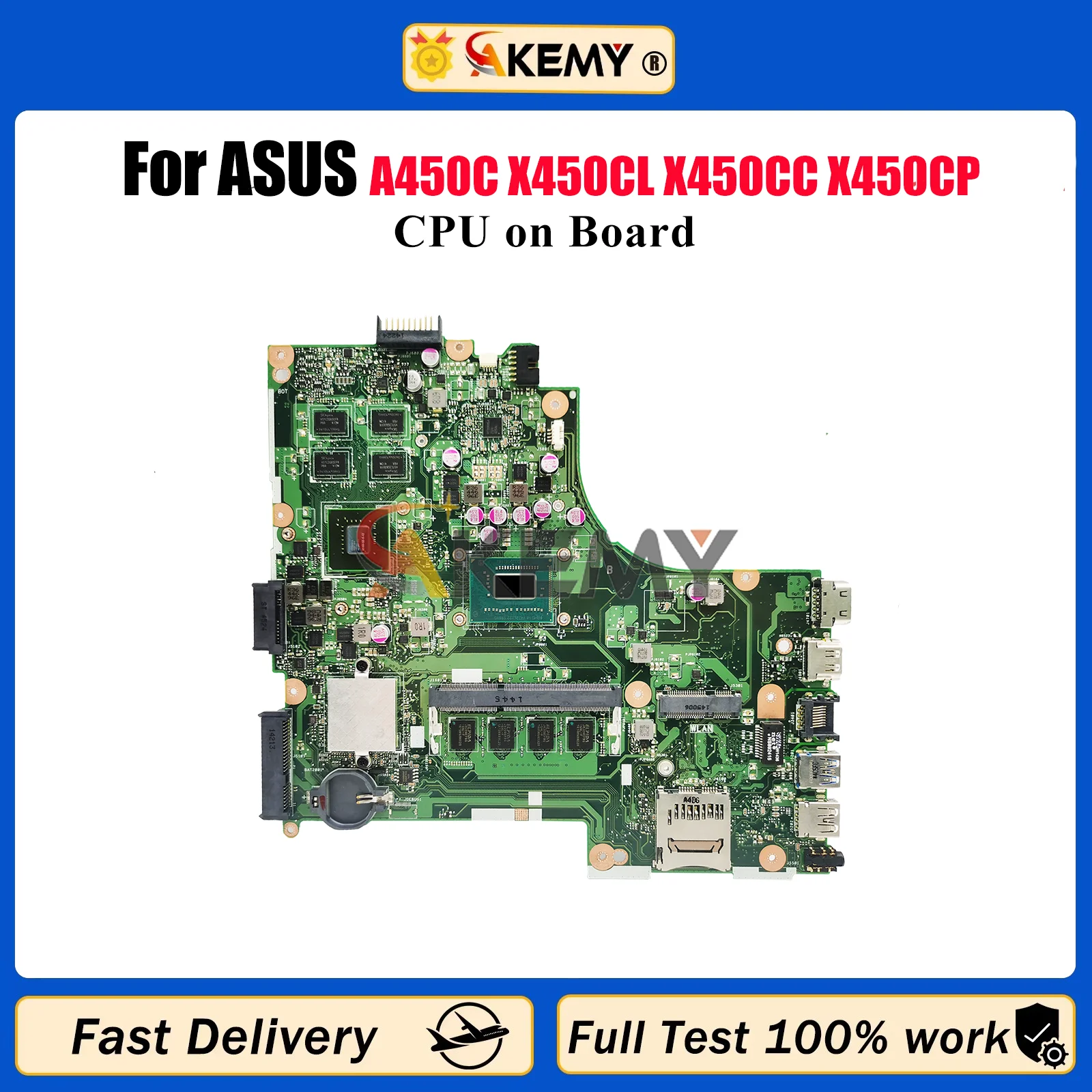 

X450CC Laptop Motherboard For ASUS VivoBook X450C Y481C X452C K450C A450C X450CL X450CC X450CP Mainboard With CPU tests OK stk