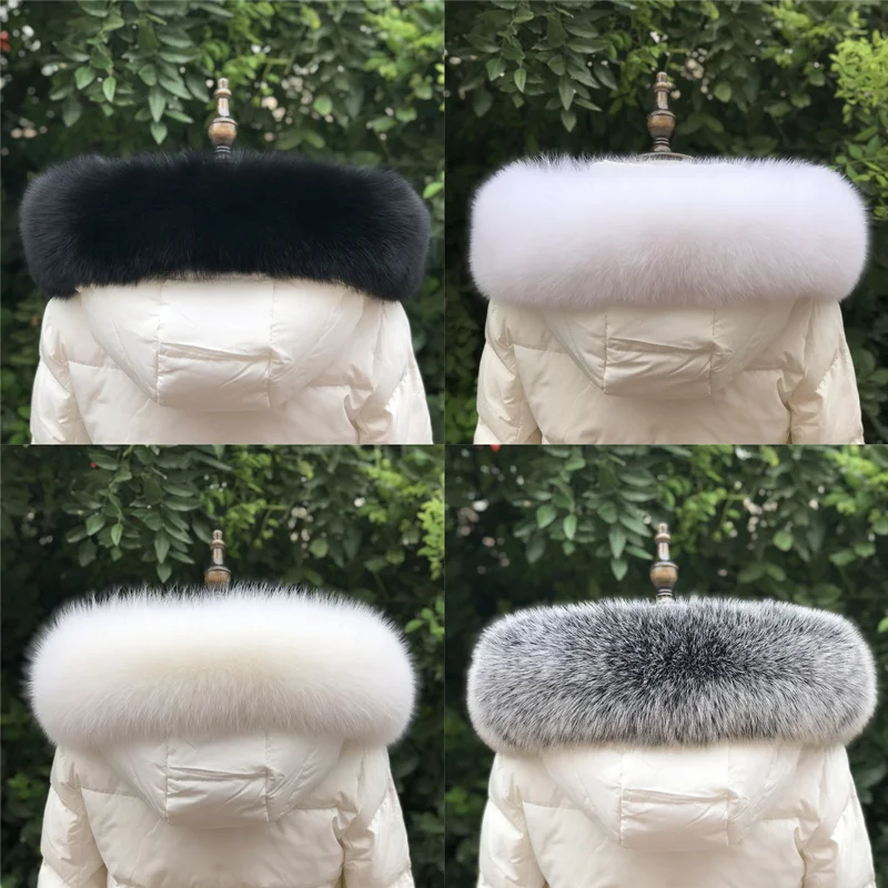 

Natural Fox Fur Collar Real Fox Fur Scarves Winter Genuine 100% Real Fox Fur Scarf Fox Straight Collar Scarf Genuine Thick Shawl