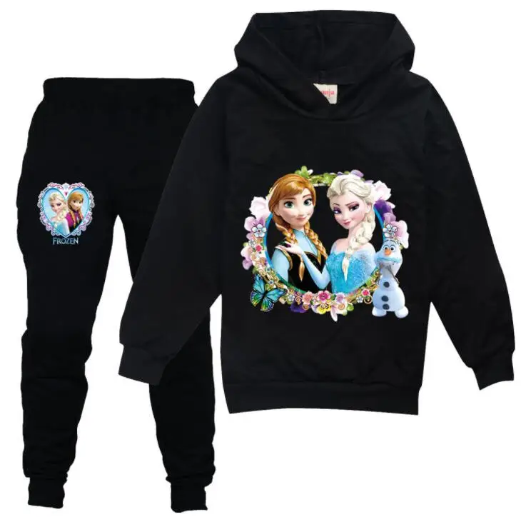 

Spring Autumn Cartoon Disney Frozen Anna Elsa Sweatshirt+Pants 2 PCS Set Baby Girls Clothing Hoodies Tracksuit Suits