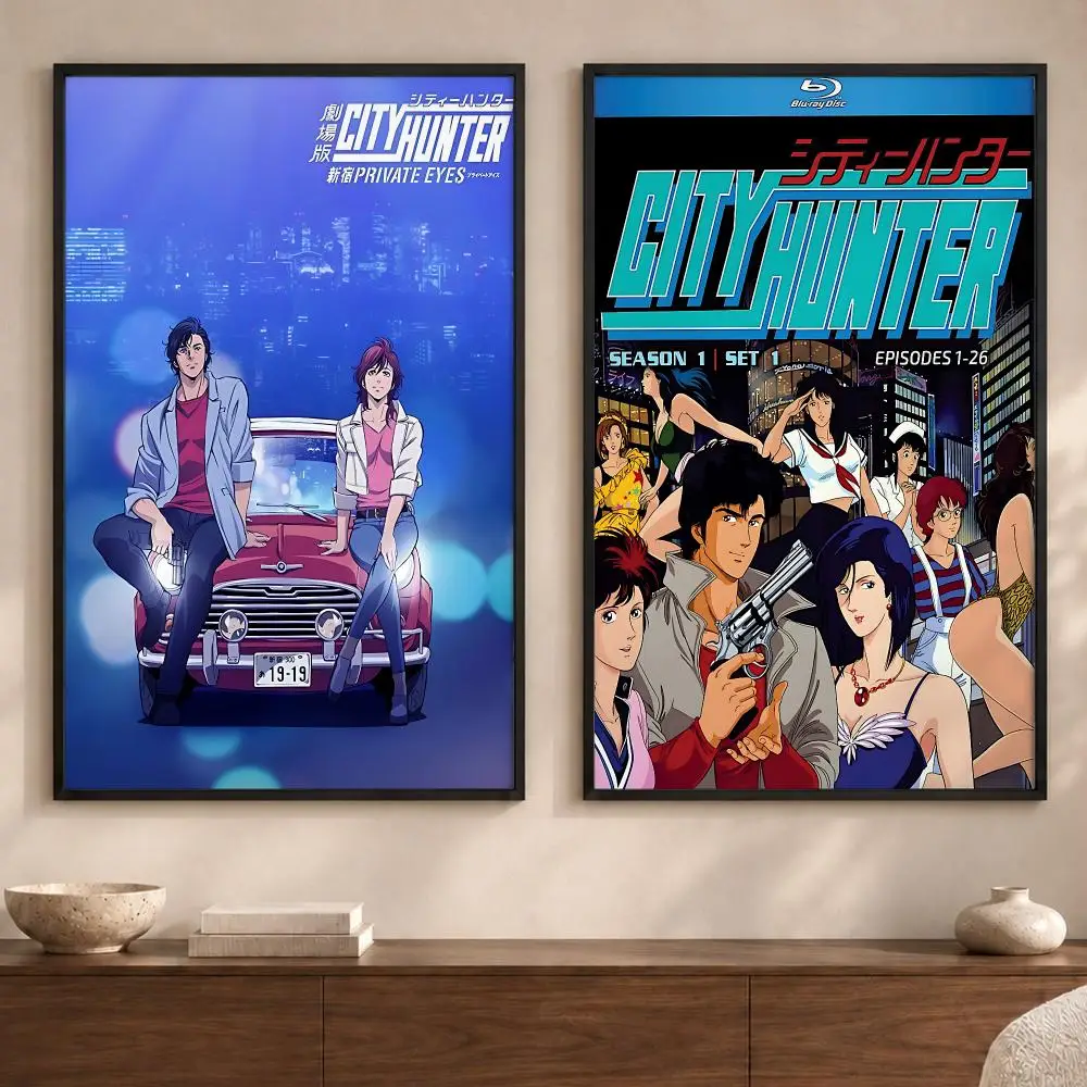 Anime C-City HunterS Poster Art  Self-Adhesive No Glue Residue Wall Sticker for Home Office Nursery