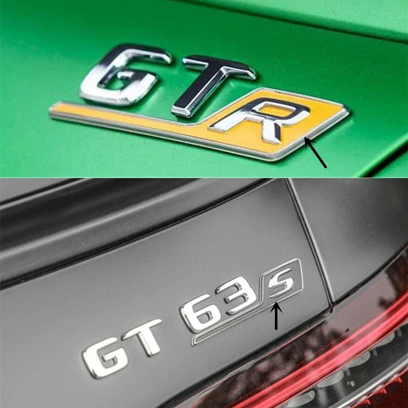 

3D ABS Car Rear Trunk S R Letter Emblem Badge Sticker For GTR GTS C63S E63S GLC63S GLE63S Auto Styling Accessories