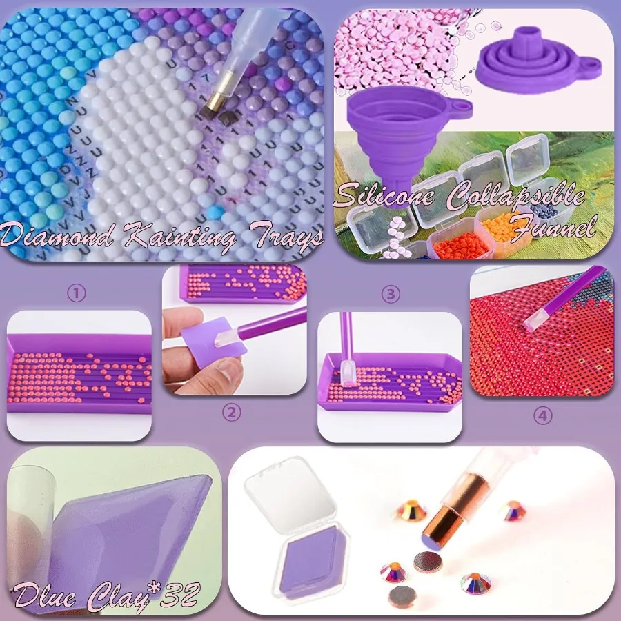 ชุดอุปกรณ์งานเพชร 158 ชิ้น ครบชุด พร้อมแผ่นไฟสำหรับงานเพชรขนาด A4 และน้ำยาเคลือบงานเพชร