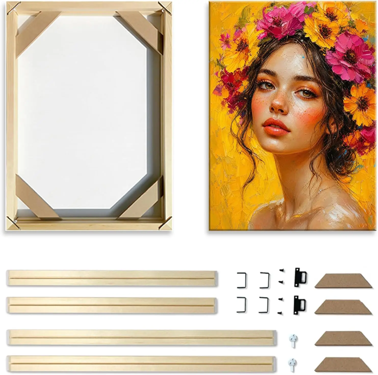 Canvas Frame 16x20inch,Suitable for 18x22inch Canvas,DIY Self Assembly Wooden Frames Kit,Stretcher Bars for Canvas,Oil Painting