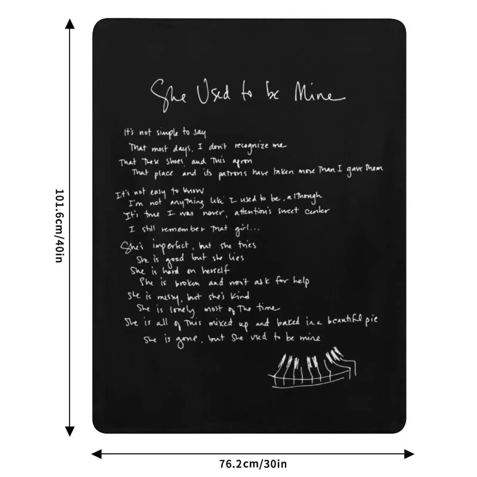 She Used To Be Mine - Sara Bareilles - Handwritten Lyrics- Waitress the Musical - Broadway, West End Throw Blanket