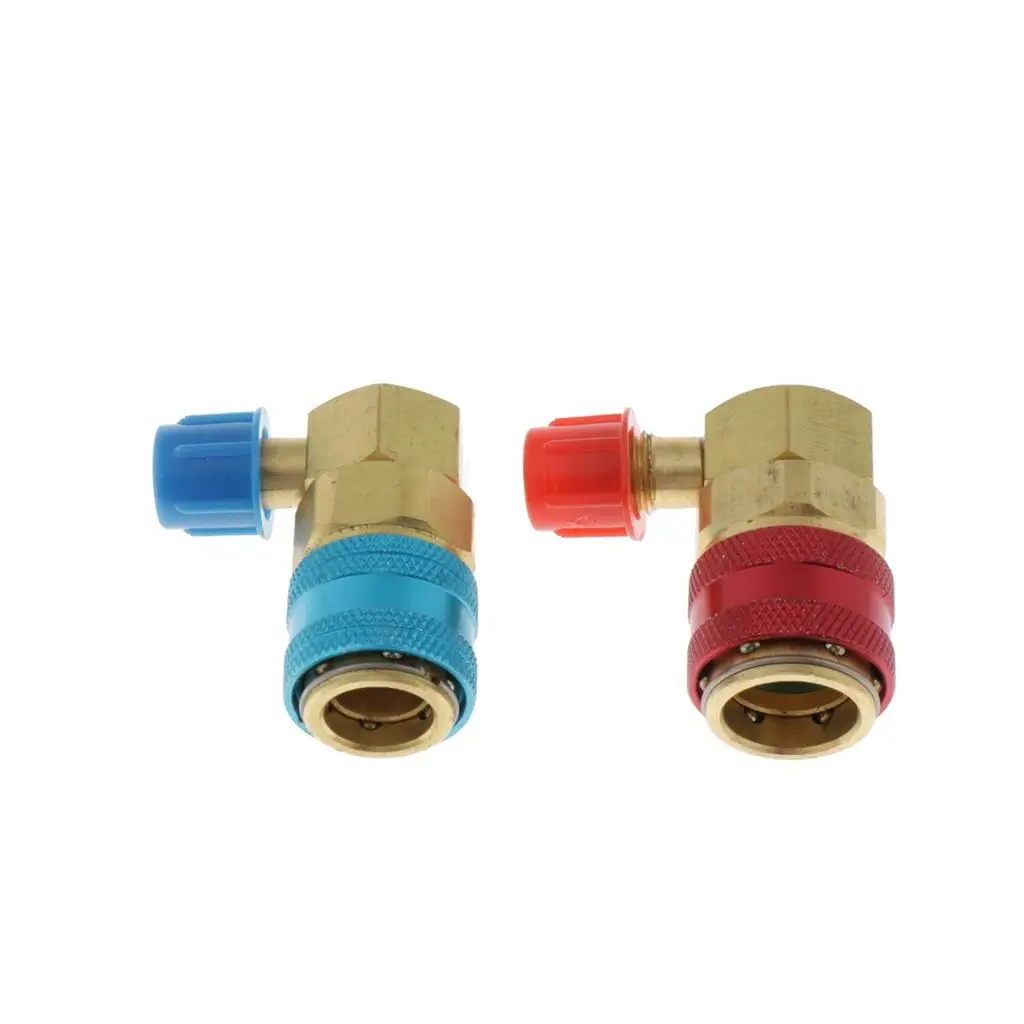 Refrigerant Ball Valve Quick Connectors Red Blue Coupler Set for Car R134a Air Conditioning Pipe