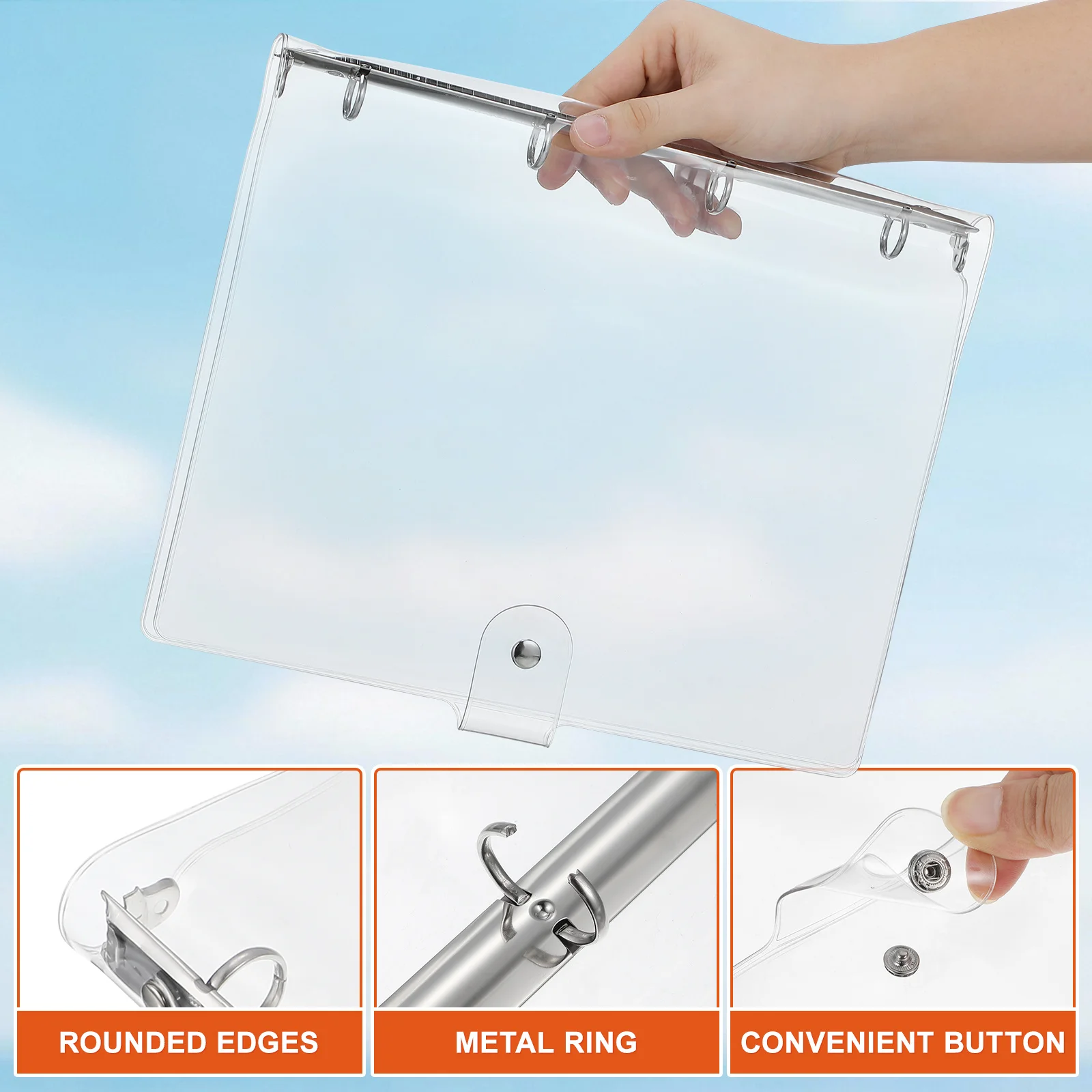 1 pz Trasparente A4 Raccoglitore Borsette di Plastica Della Copertura Del Notebook Per 4 Anello Loose-Leaf Planner Notepad Caso di Materiale Scolastico Per Ufficio file