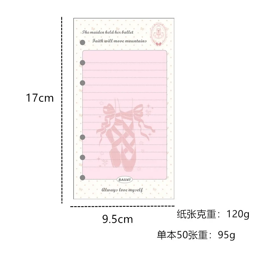 A6 50 Sheets Colorful Loose Leaf Notebook Refill Spiral Binder Inner Page Diary Agenda PlannerSchool Stationery