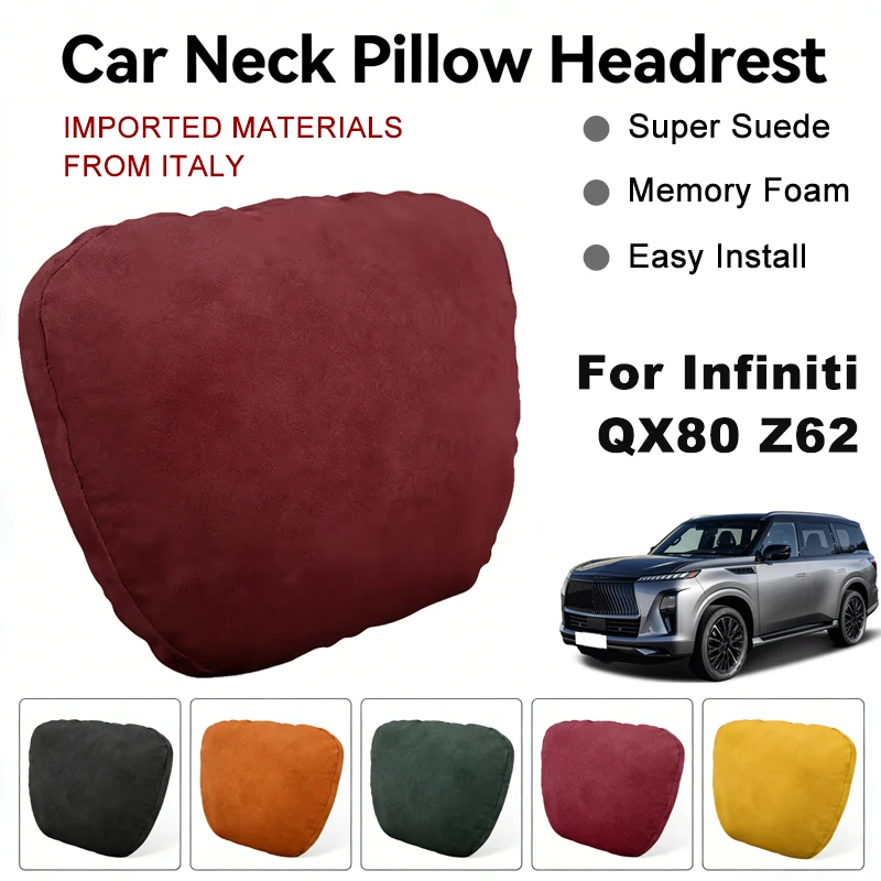 

Italy Suede Car Neck Rest Pillow For Infiniti QX80 Z62 Seat Head Neck Support Cushion Auto Interior Accessories