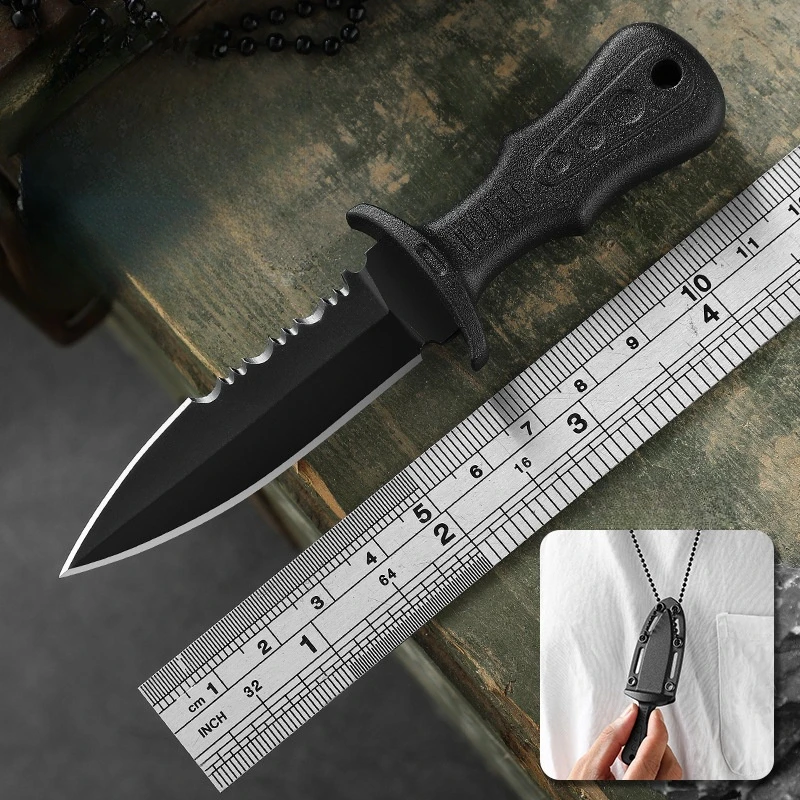 

Mini Necklace Tactical Neck Knife Women's Self-defense Knifes Outdoor Straight Knife Camping Portable Fruit Knife Cuchillo