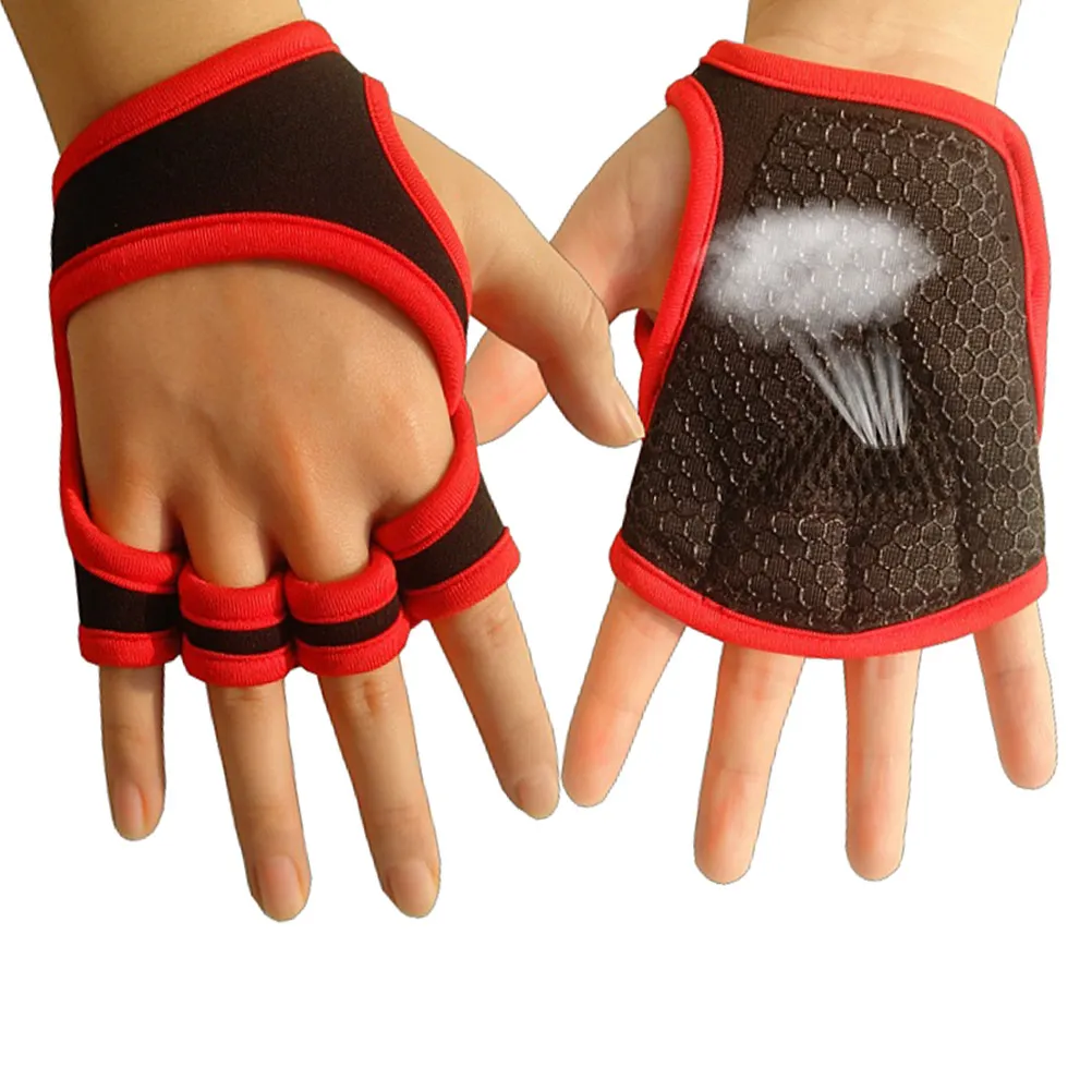 

1Pair Anti-Skid Breathable Half Finger Fitness Gloves Red Size L Weightlifting Grip Protective Gloves for Gym Training Yoga
