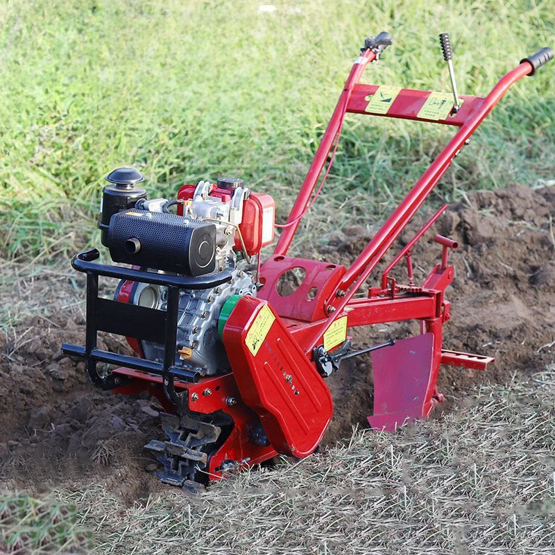 7hp Gasoline 170f Single Chain Rail Micro Mini Power Tiller Cultivator Flip Plow Cultivators Agricultural Farming Machine