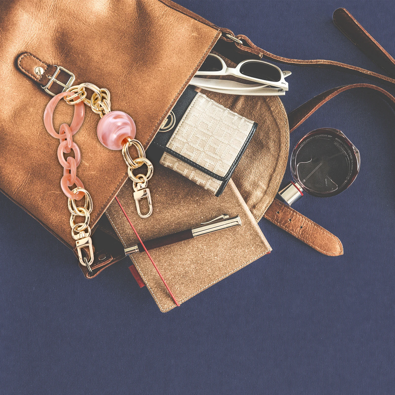 1pc Retro Resin For Bag Acrylic Handbag Replacement Chain Baroque Decorative Strap Lightweight Purse Accessory Handbag Chain