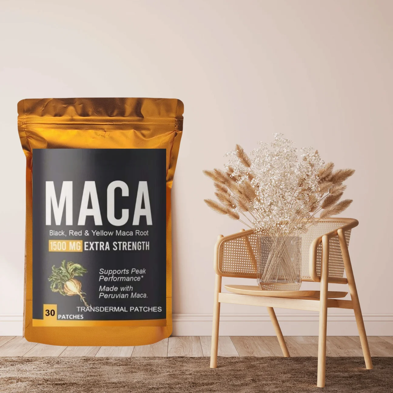 Organic Maca Root Transdermal Patches With Black + Red + Yellow Peruvian Maca Root Extract For Men And Women 30 Patches