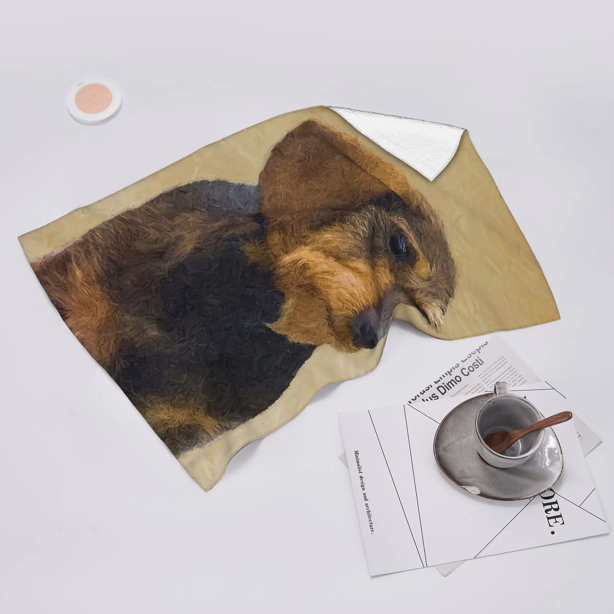 Custom Dachshund (Wirehaired Soft Face Towel Quick Dry Pool Bath Cotton Towels Absorbent Quick
