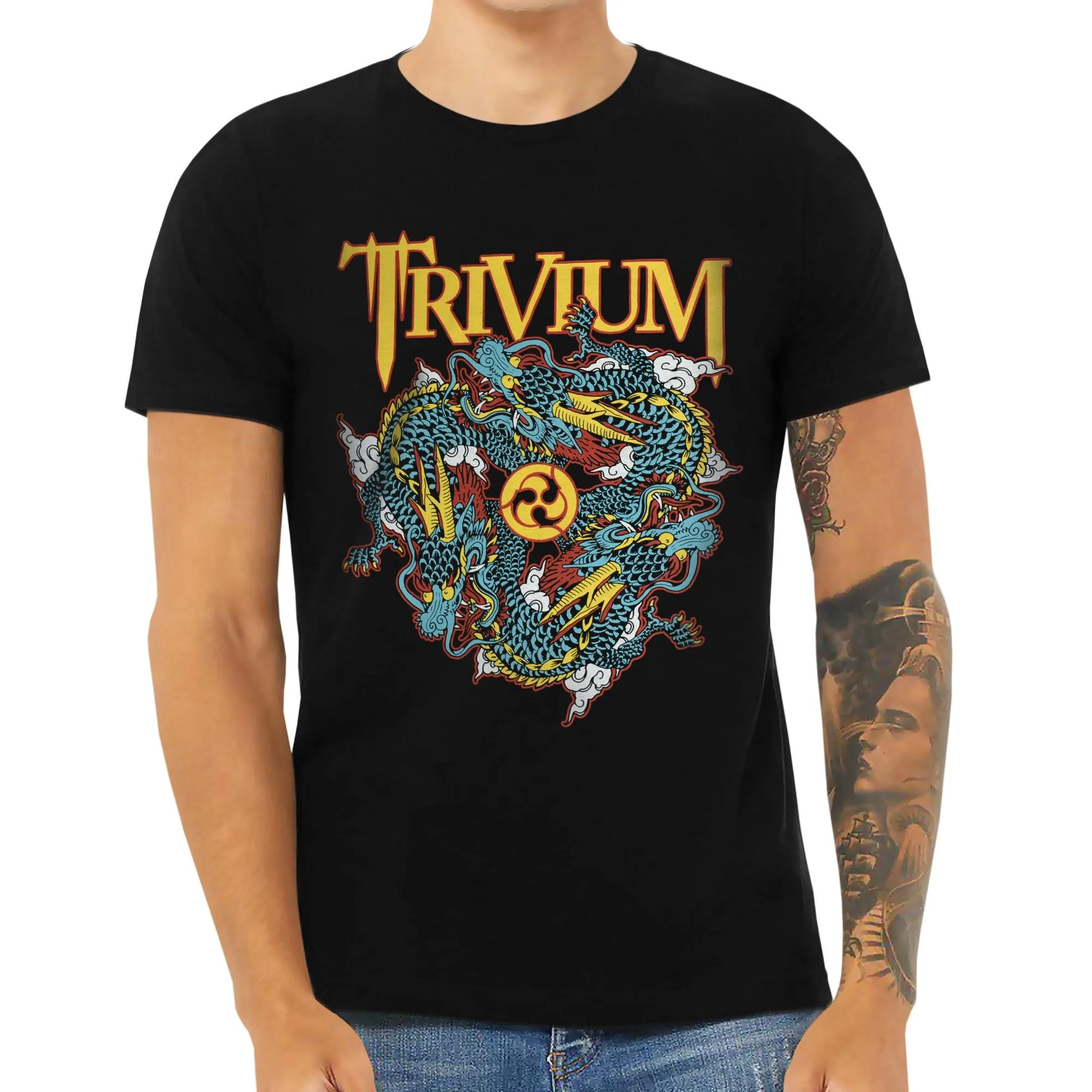 

Trivium Dragon Circle Pit T-Shirt Men Women Short Sleeve Retro Metal Rock Band Tops Y2k T-shirt Summer Oversize Tees Men Clothes