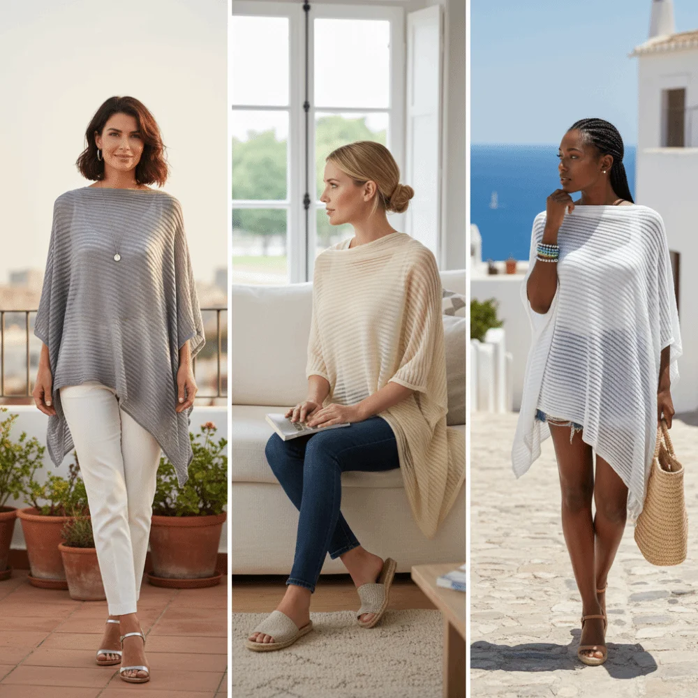 New Style Stripe Patchwork Crochet Hollow Top Transparent Loose Sunscreen Cover Up Thin Irregular Beach Cloak Beach