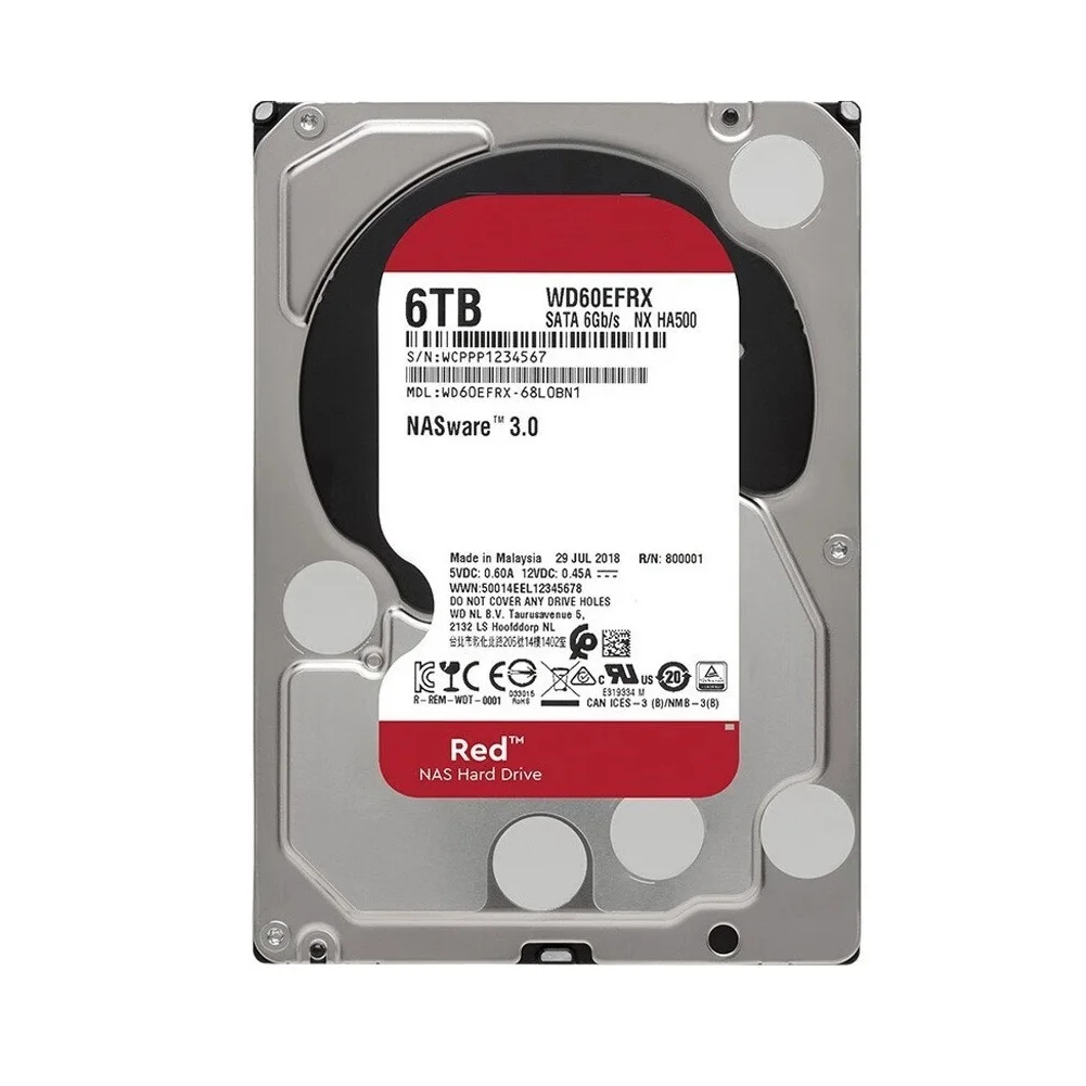 

New 6TB VV D Red Plus NAS Internal Hard Drive HDD 5400 RPM, SATA 6 Gb/s, CMR, 64 MB Cache, 3.5" WD60EFRX