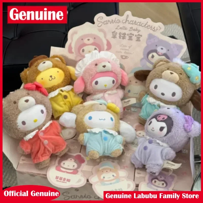 

100% натуральная бархатная кукла Sanrio 1nd/2nd/3nd Latte Baby Series Blind Box Hello Kitty, модная игровая кукла Mystery Box, милые рождественские подарки