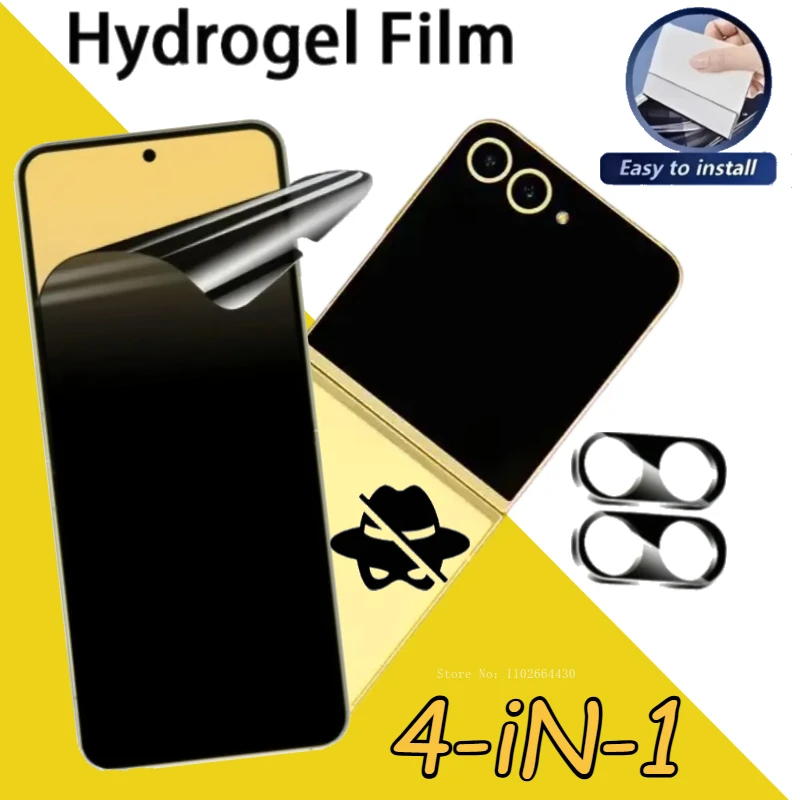 4-iN-1 2pcs Anti-Spy Hydrogel Film for Samsung Galaxy Z Flip 7 6 5 4 3 with 2pcs Lens Protective Film for Galaxy Z Flip 6 5 4 3