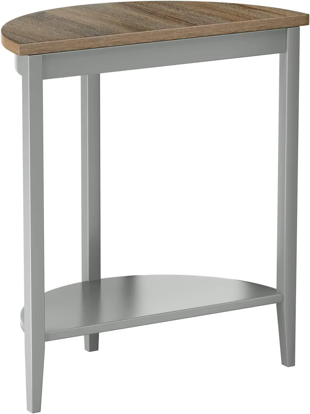 

Gray Oak Half Moon Wooden Console Table with Lower Storage Shelf, Modern Minimalist Design for Entryway or Living Room