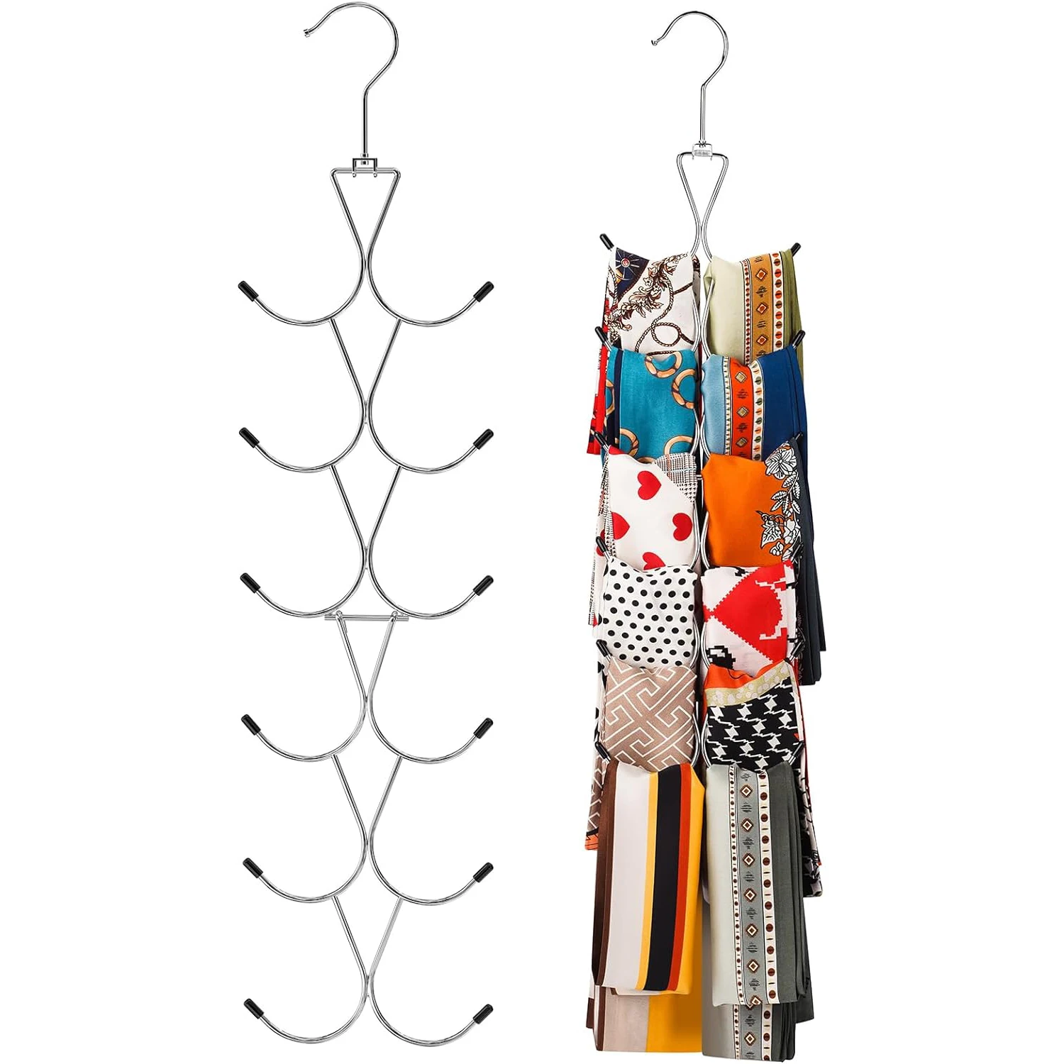 Cachecol Organizador Cabide com 360 gancho giratório, Legging para Armário, Xale, cinto, bolsa, boné de beisebol, 1pc