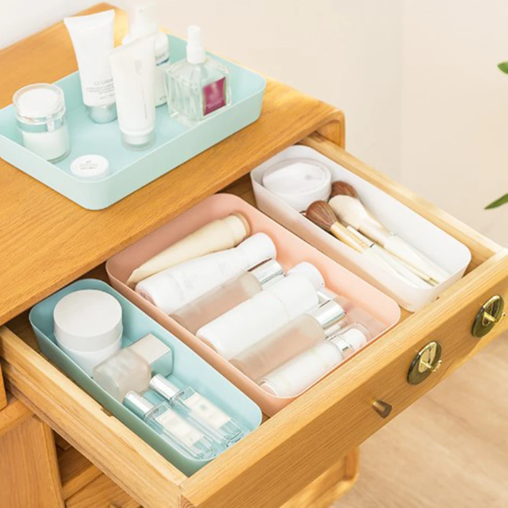 Small Desk Drawer Organizers Multicolor Plastic Drawer Partition Storage Box Kitchen Tableware Large Capacity Storage Trays