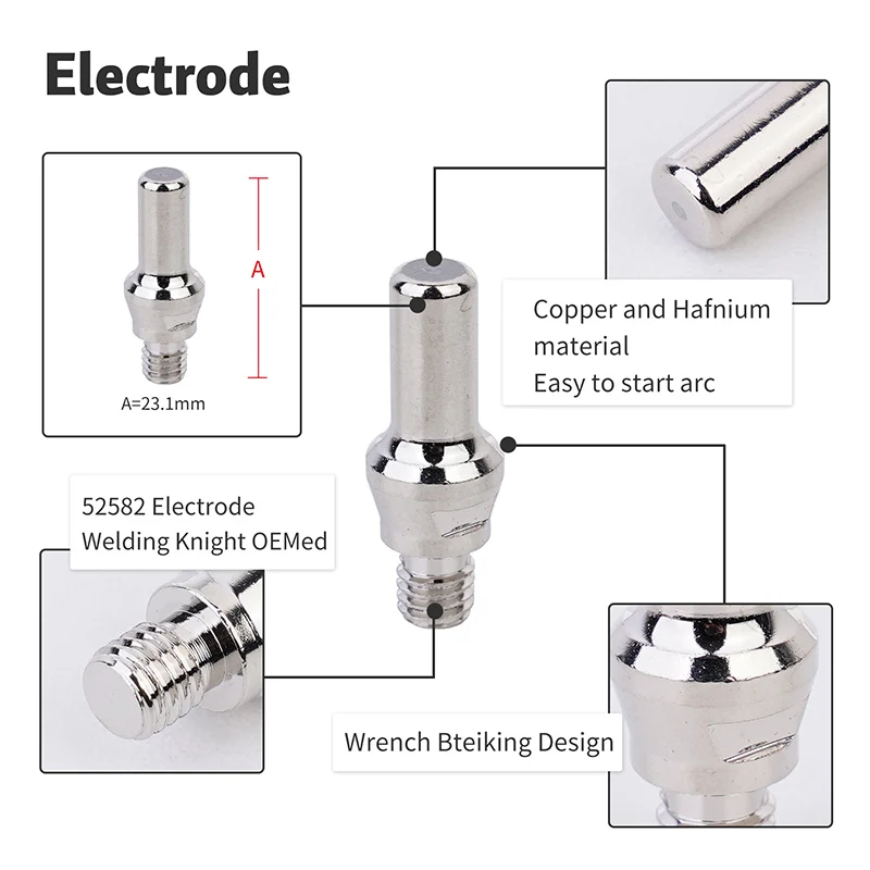 23Pcs IPT-60 Plasma Cutting Torch Nozzle Tip 1.0mm 0.039\'\'  & Electrode Swirl Ring Kit