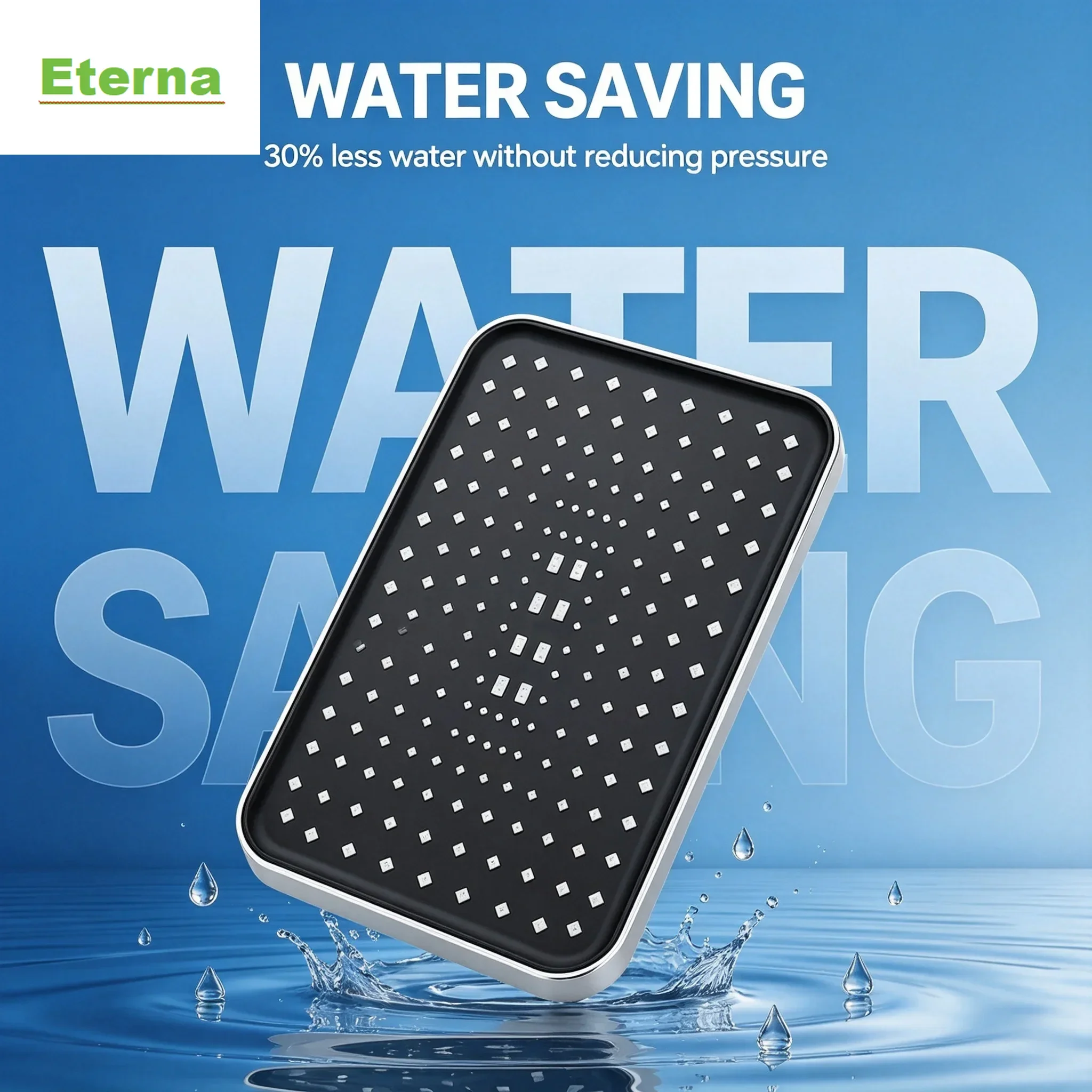 Luxury 11.81 Inch Large Square Rain Shower Head High Pressure Handheld Sprayer 3 Modes ABS Anti-rust Bathroom