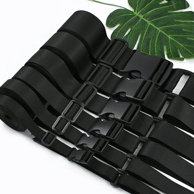 

15-50mm Black Plastic Buckle+Nylon Webbing Combination Accessories for Handbags Dog Collar Strap Hanger D Ring Release Carabiner