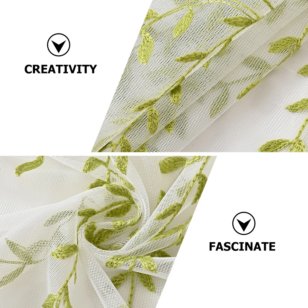 

Leaf Pattern Sheer Curtain Tulle Window Drape for Bedroom Living Room Bathroom Decorative Net Curtain Indoor Outdoor Privacy