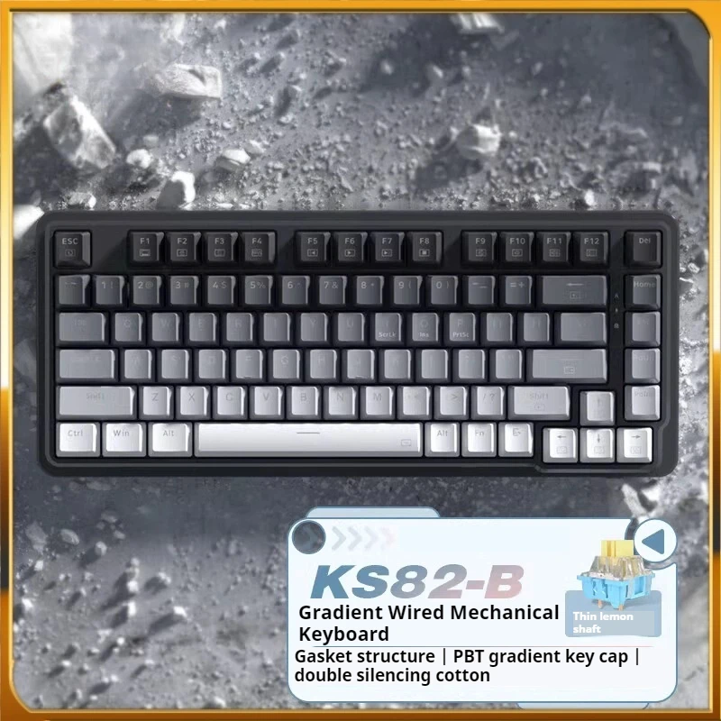 Ks82-B Electronic Sport Wired Gaming Mechanical Keyboard 82 Key Metal Material Rgb Tablet Computer Laptop Office Gaming Keyboard