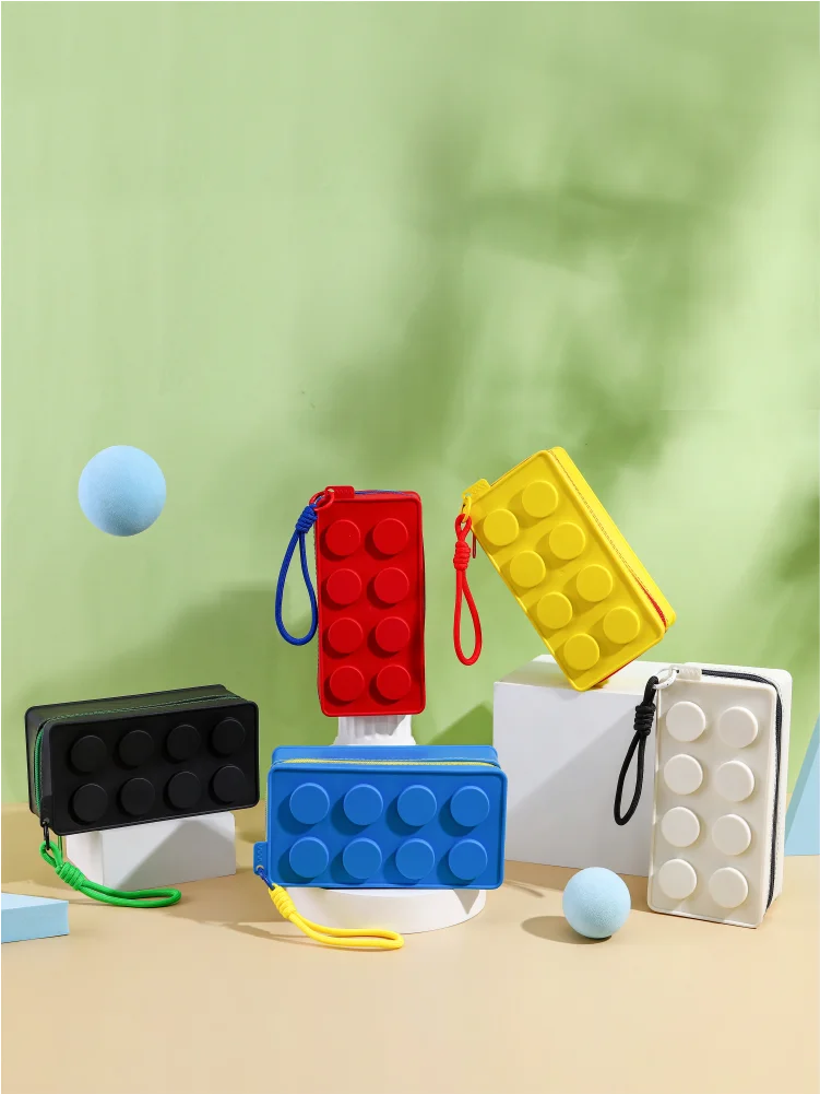 Kreative Bausteinförmige Handtasche Stift Aufbewahrungstasche mit Seil Tragbarer Schreibwaren-Organizer Federmäppchen Kleinigkeiten Organizer – Detail 1
