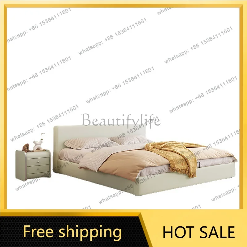 Factory Direct Sales Fabric Bed Japanese Light Luxury Technology Fabric Bed 1.8 meters Double Bed Tatami