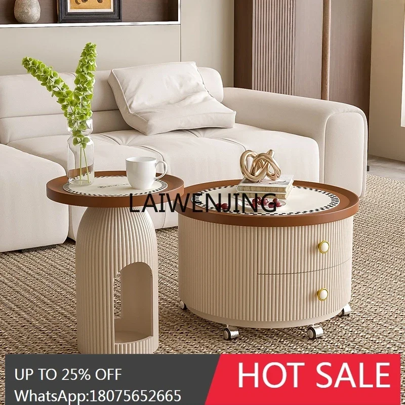 

medieval style coffee table household living room small apartment design high-end round tea table