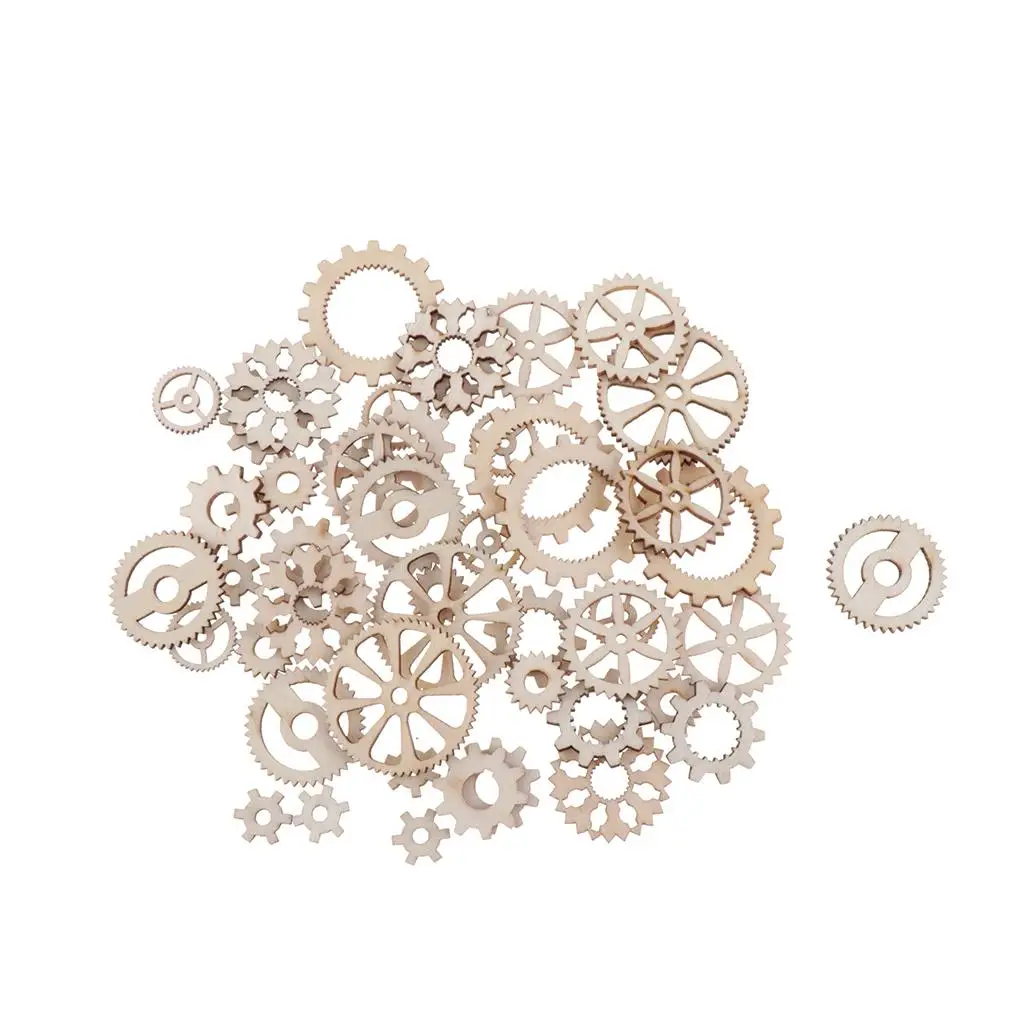 

100x незавершенные полые бирки с шестернями, деревянные кусочки, украшения, ремесло