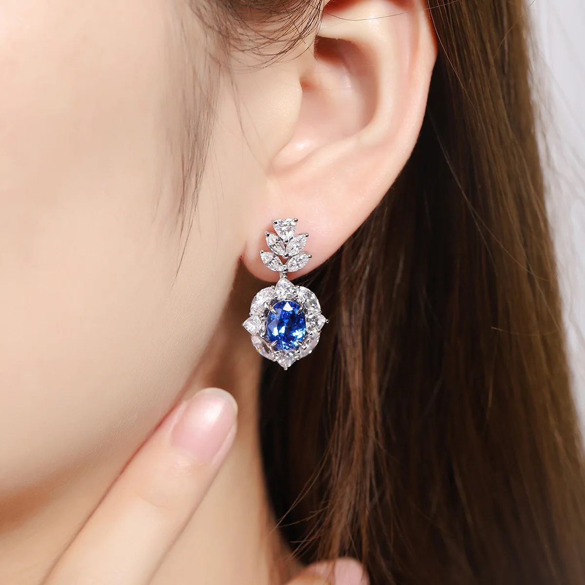 7*9mm Oval Lab-Grown Cobalt Spinel Earrings, 925 Silver Cultured Gemstone Studs, Unique Blue Jewelry Gift