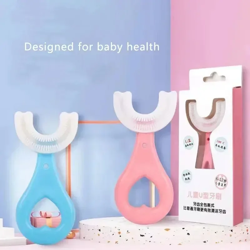 Baby Teeth Cleaning Brushing Instrument Children Oral Cleaning Toothbrush Brushing Tools 2pcs U Shaped Kids Toothbrush