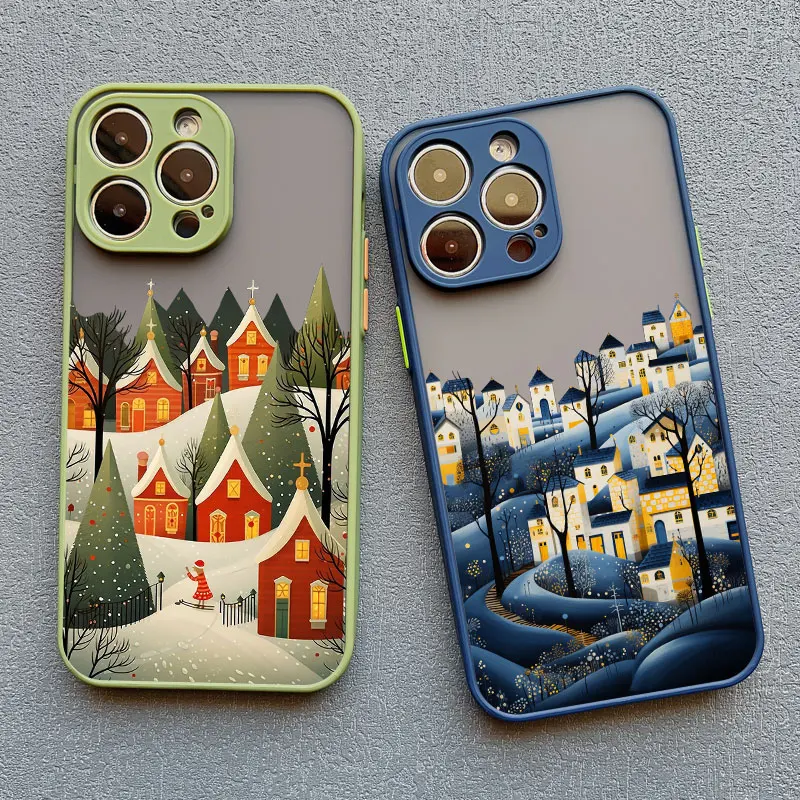 Nachtliche Schneeberg-Wald-Szenerie Handyhülle für iPhone 17 Pro Max 15 14 Pro Max Plus 16 13 12 Mini 11 Pro Max XR XS X Schutzhüllen – Detail 17