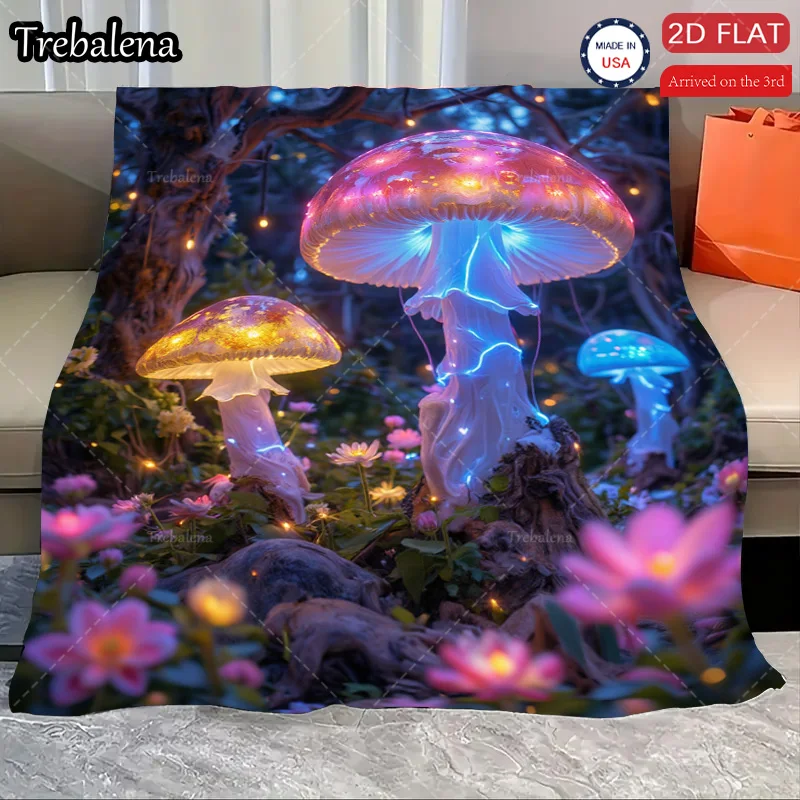 

Flannel Blanket-Soft Lightweight All-season Glowing Mushroom Garden Soft Baby Blanket For Cozy Nights