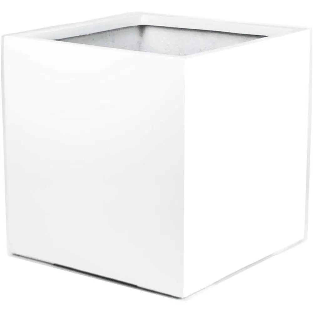 Vase Source Square Planter Box White Cube Shaped lower Pot - 16