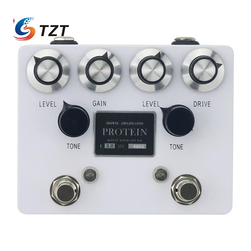 TZT Black Dual Channel Electric Guitar Overdrive Distortion Single Effects Pedal for Browne Protein with LY-ROCK/Original LOGO