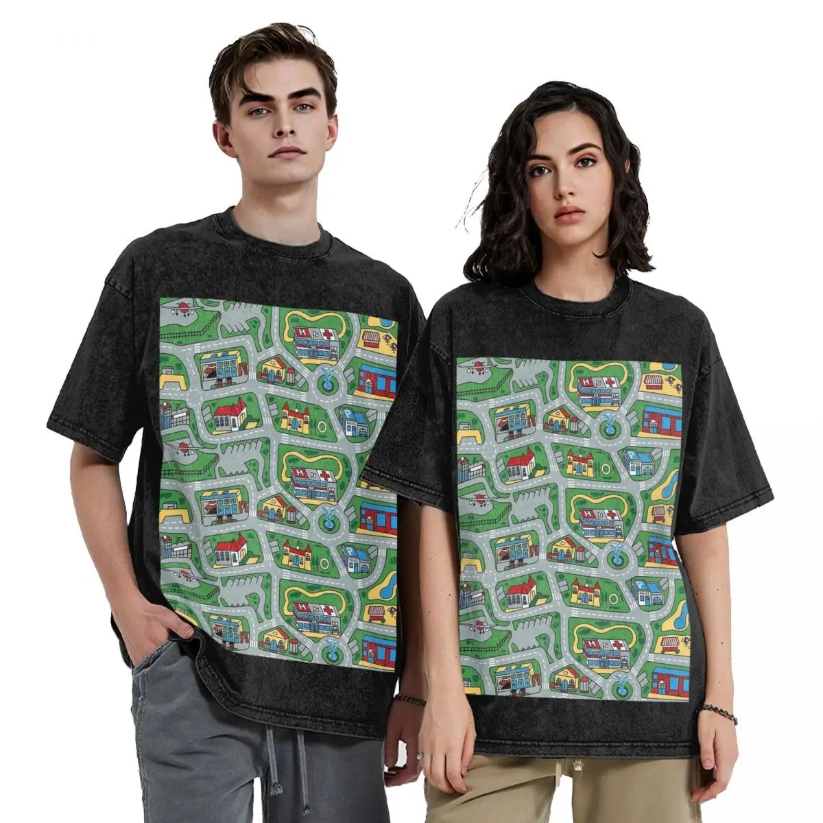 

Автомобильный городской ковер Дорожный ковер 90-х Ностальгическая игрушка Хип-хоп Футболки с короткими рукавами Топы Футболки Уличная футболка Винтаж для мужчин и женщин