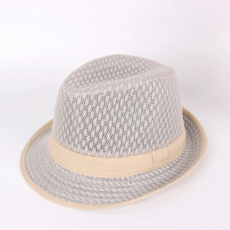 Fedoras de malha respirável masculino, chapéu-coco adulto, versão clássica, verão