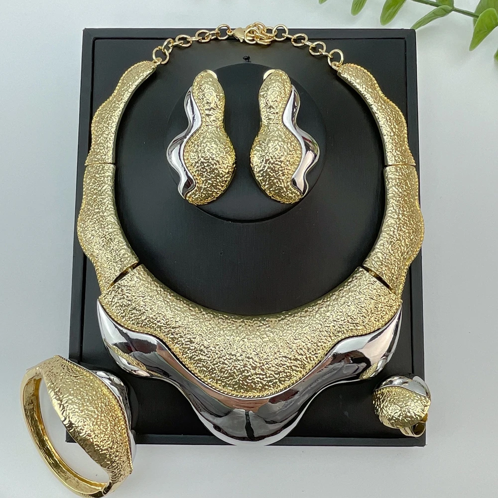 

EMMA Hot Sale Fashion Woman Jewelry Set 2026 New Design Gold-color Austria African Necklace Bracelet Ring Earrings Set FHK29124
