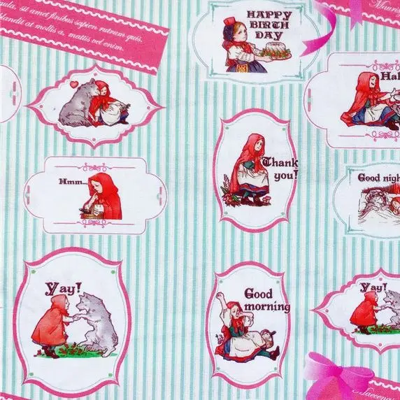 Story Little Red Riding Hood  Cotton Fabric for Kids Clothes Home Textile Slipcover Sewing Quilting DIY Needlework Material